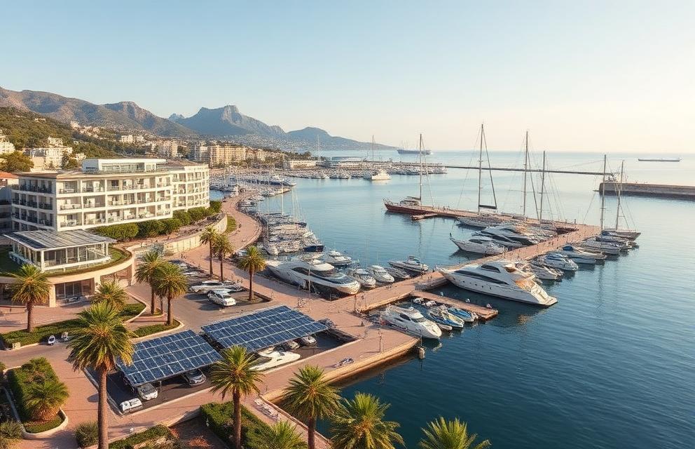 Port méditerranéen accueillant yachts et bateaux de plaisance, contexte du Living Lab portuaire d'Olbia