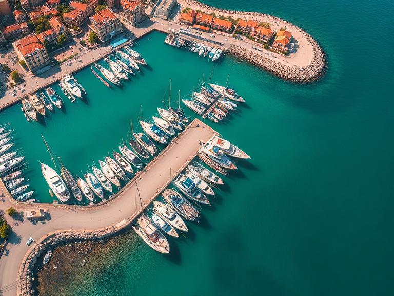 Vue aérienne d'un port méditerranéen