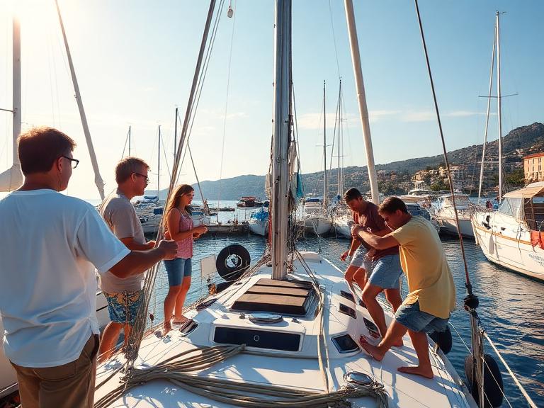 Formation à la voile dans un port méditerranéen